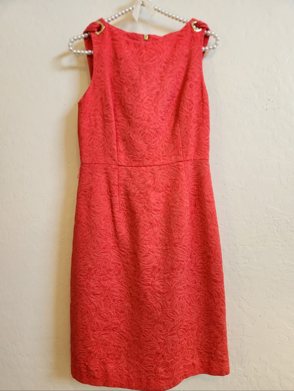 Hot Pink Velvet Textured Sheath Dress